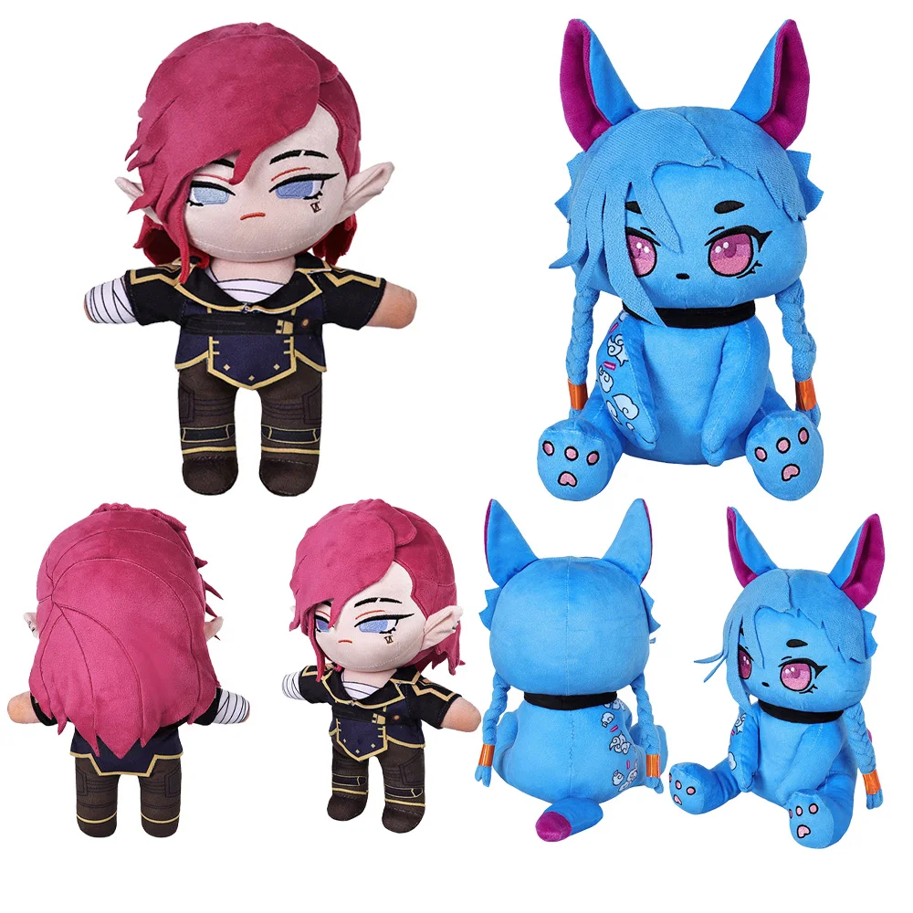 Jinx Vi Cosplay 28CM Plush Plushies Cartoon Game LOL Roleplay Plush Plushies Set Soft Mascot Birthday Halloween Party Xmas Gifts