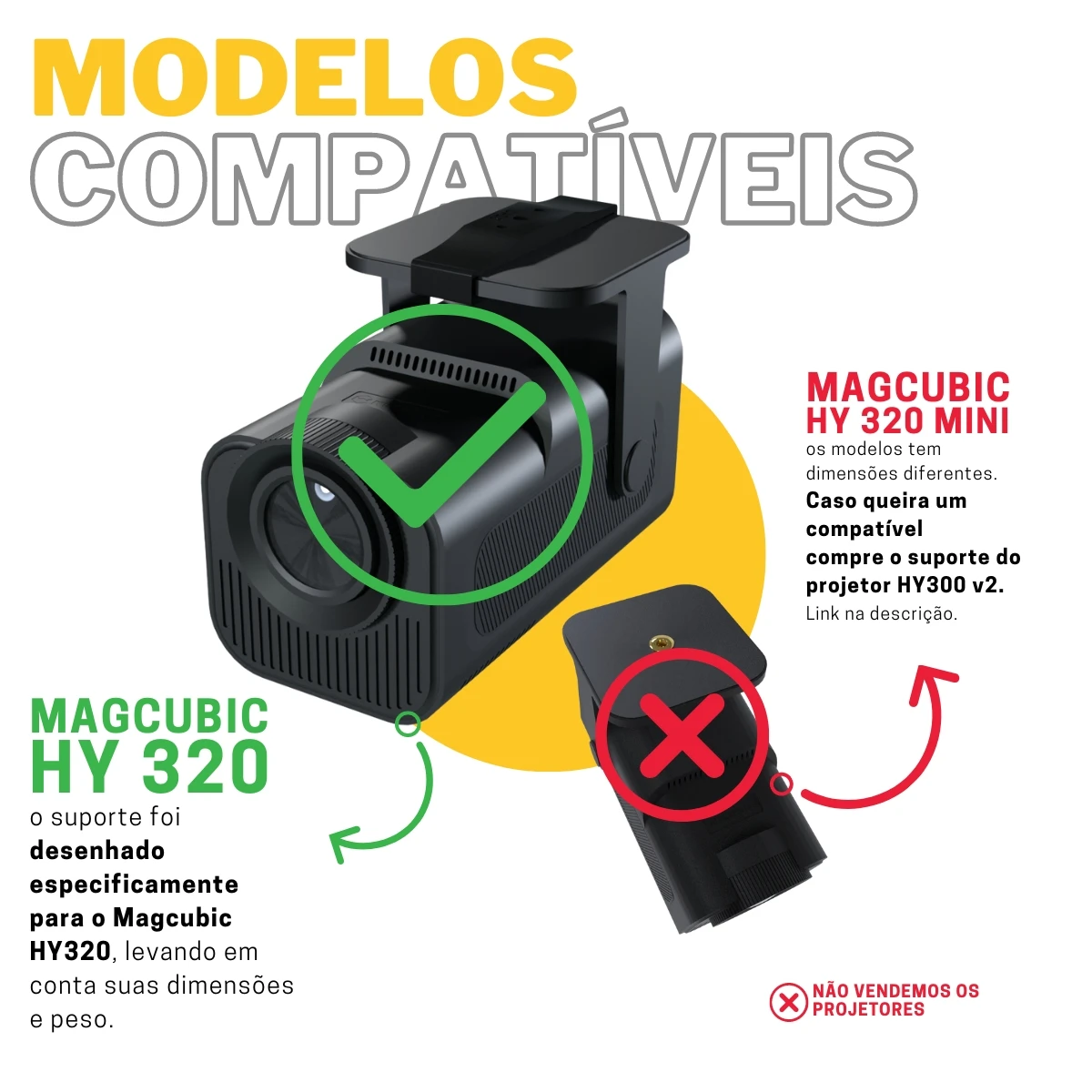 Suporte de Teto Parede e Tripé Compatível com Projetor MagCubic HY320 - ARTBOX3D
