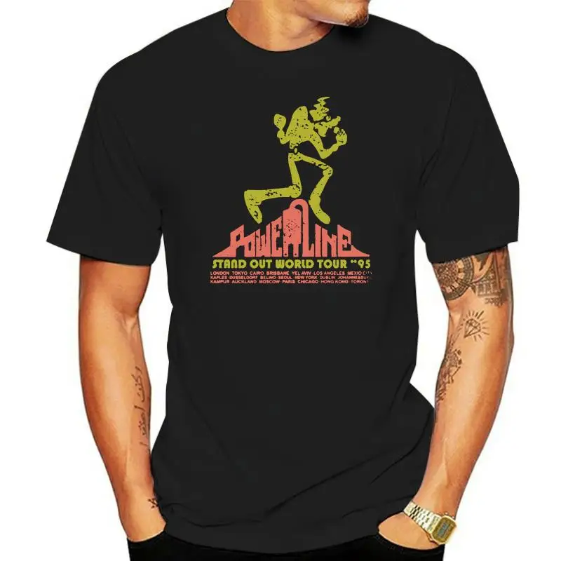 Powerline World Tour 90s Classic Game Men's Black TShirt Tees Clothing