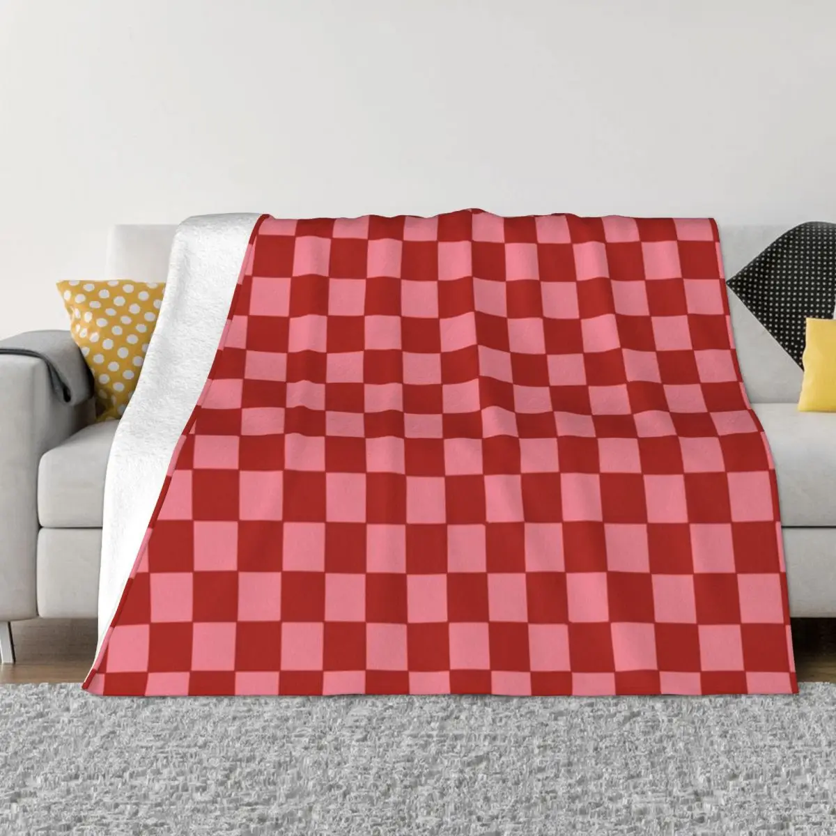 

Pink and Red Checkered Throw Blanket Personalized Gift Decoratives Blankets