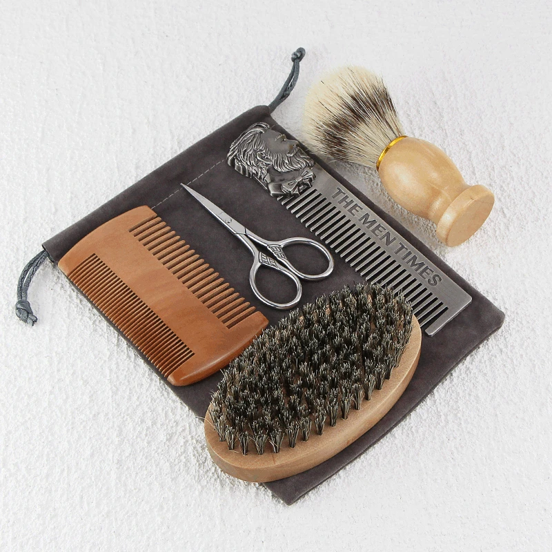 Umweltfreundliche Herren-Rasierpinsel mit Wildschweinborsten, tragbarer Friseur, natürlicher Bartpinsel für die Gesichtsreinigung, Schnurrbart, Werkzeuge, Geschenktüte – Detail 3