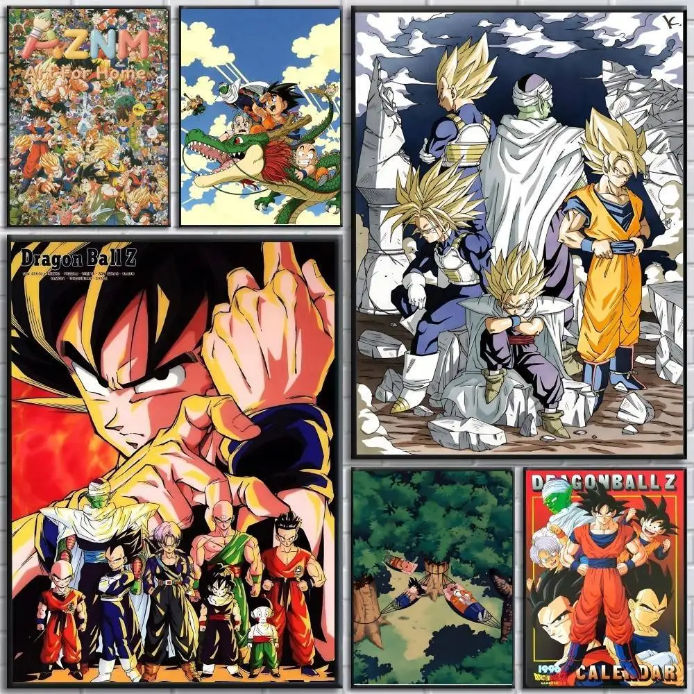 AZNM – impression sur toile sans cadre, Dragon Ball Z, Goku Vegeta, personnage d'anime classique, affiche d'art mural, décoration de la maison et de la chambre à coucher