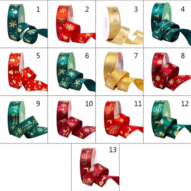 25 Metri Nastri Natale Lamina D'oro Fiocco Neve Modelli Multicolor Bow FAI DA TE per Decorazione Del Partito