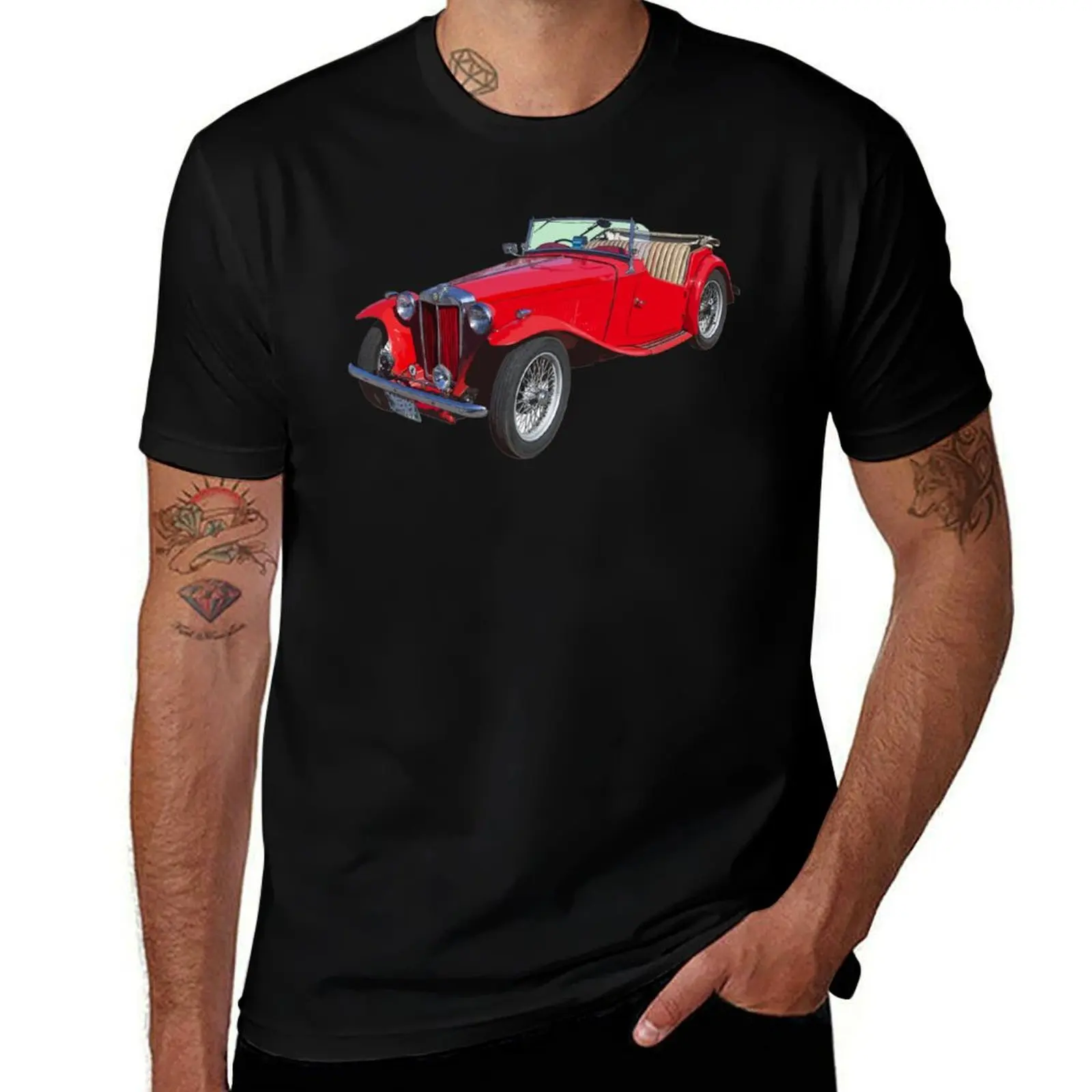 Red MG Convertible Antique Car T-Shirt Moisture Wicking Athletic T-Shirt