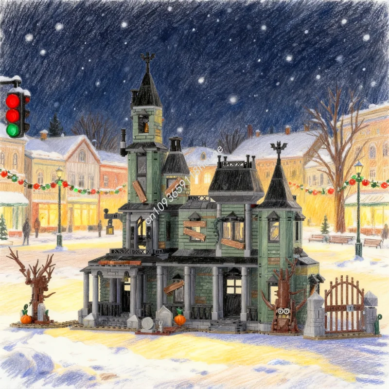 1445 Uds. MOC Casa Encantada modelo bloques de construcción ensamblar construcción DIY Idea creativa regalo de Navidad juguete niños educación ladrillo