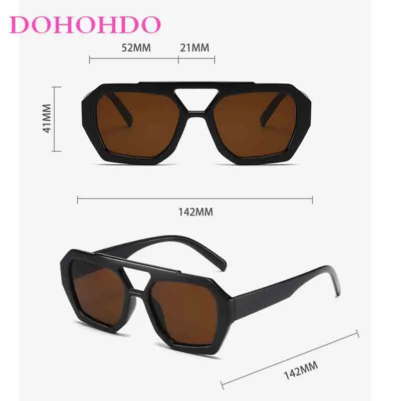 Vintage Pilot Sunglasses Women Luxury Big Frame Double Bridge Gradient Sun Glasses Unisex Leopard Brown Driving Glasses Shades