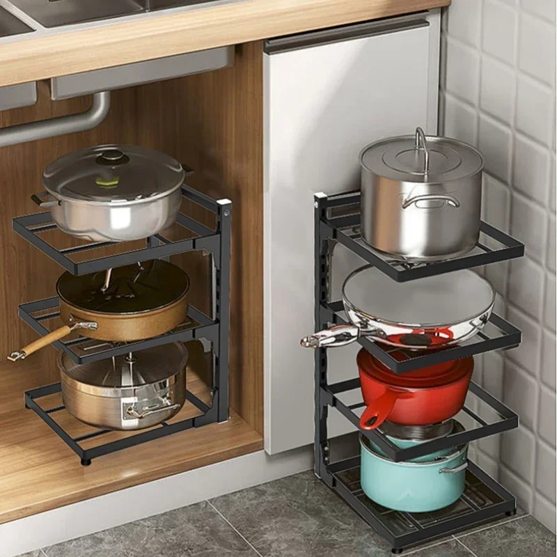 Multi-Layer Kitchen Sink Storage Rack Cooker Storage Rack For Home Cabinets Adjustable Pot Rack Cabinet Organizer Shelf