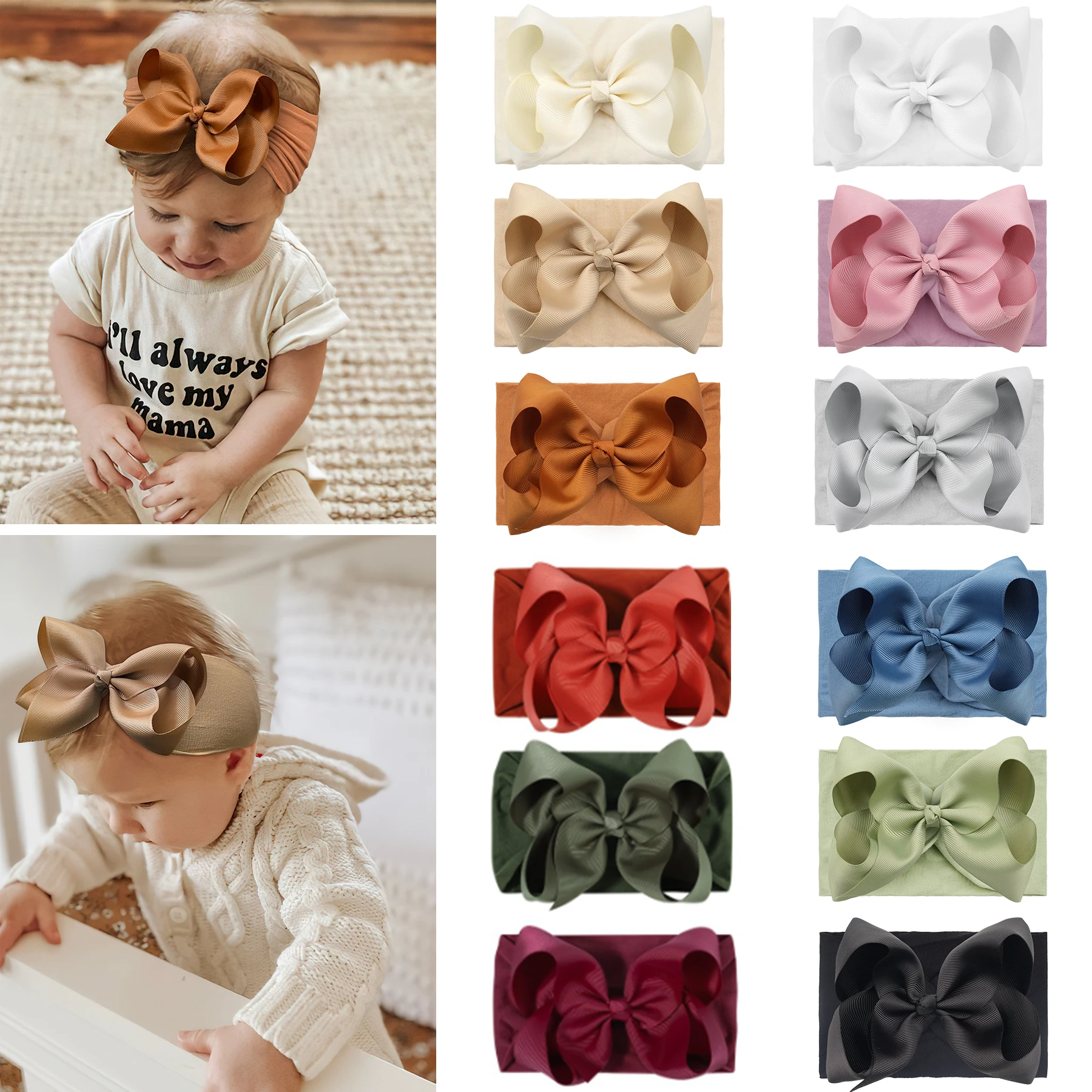 

6/12/22 Pieces 6 Inch Soft Elastic Nylon Headbands Hair Bows Headbands Hairbands for Baby Girl Toddlers Infants Newborns