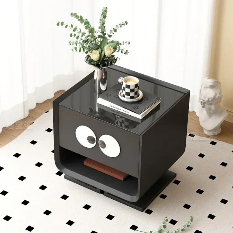 Minimalist Nordic Cute Night Table Small Wood Black Space Saving Mobile Nightstands Unique Solid Furniture