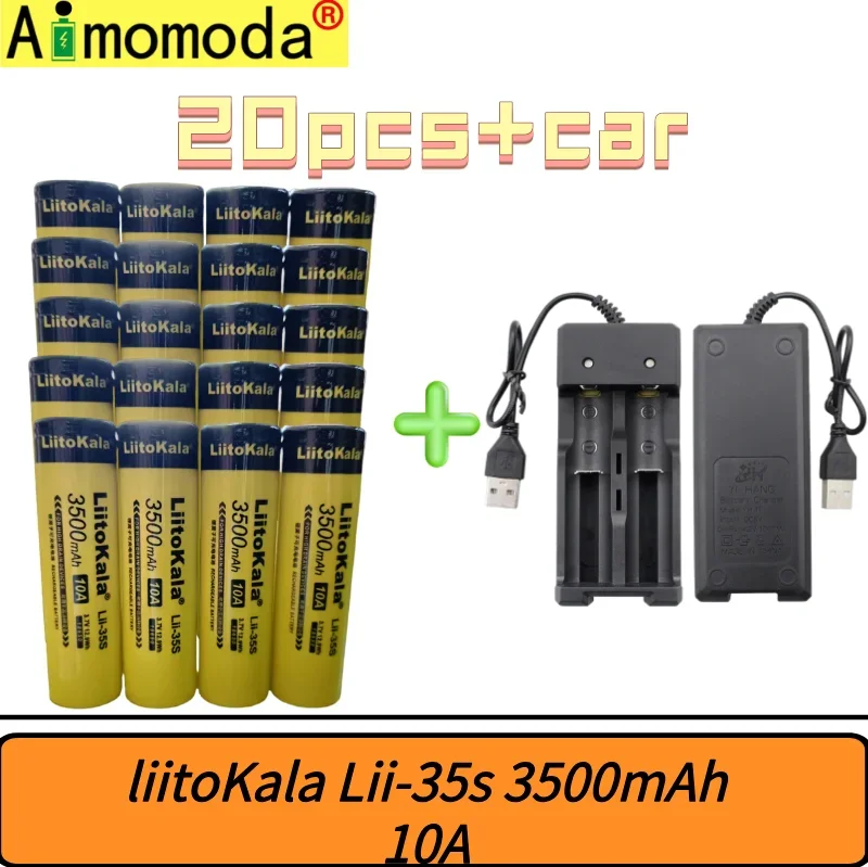 

2025 Authentic18650 battery charger with genuine liitoKala Lii-35s 3500​mAh 10A 1-20PCS powerful power package Free shipping