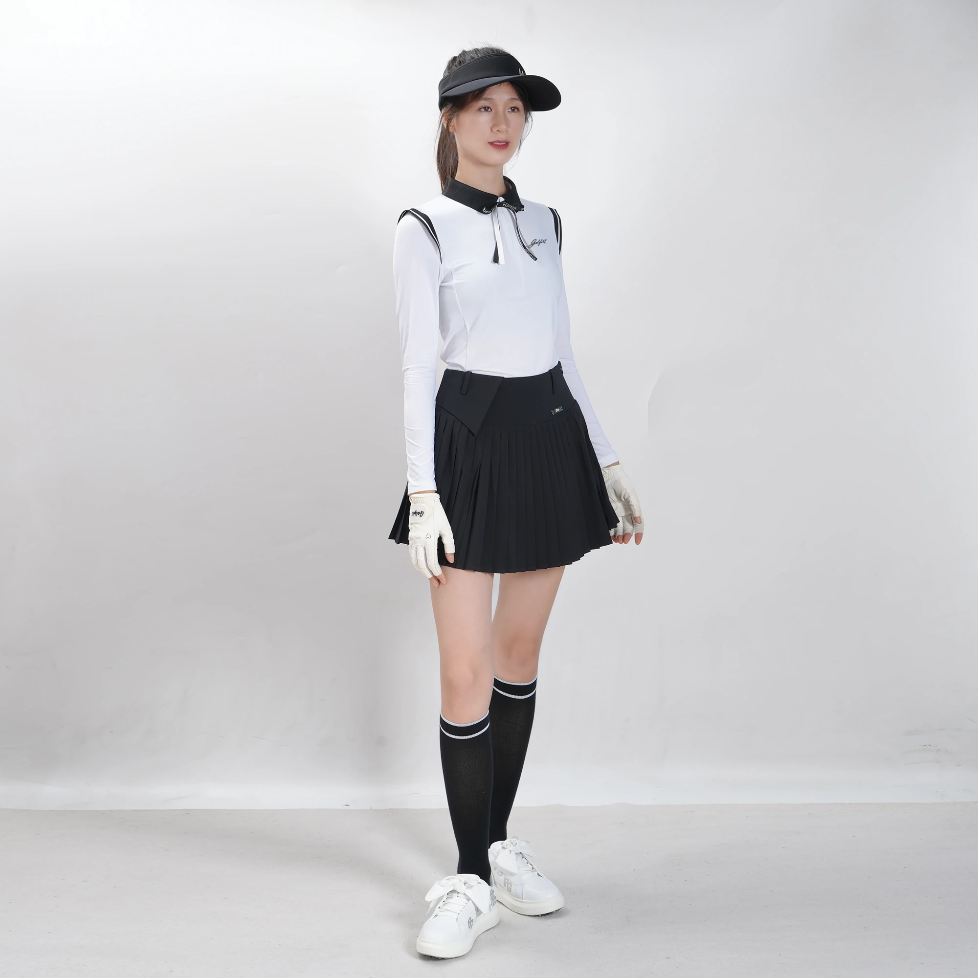 Women's Long Sleeve Golf T-Shirt Ice Silk Zipper Polo Shirt Quick Dry Breathable Spring Summer Fashion Versatile Ladies' Golfwea