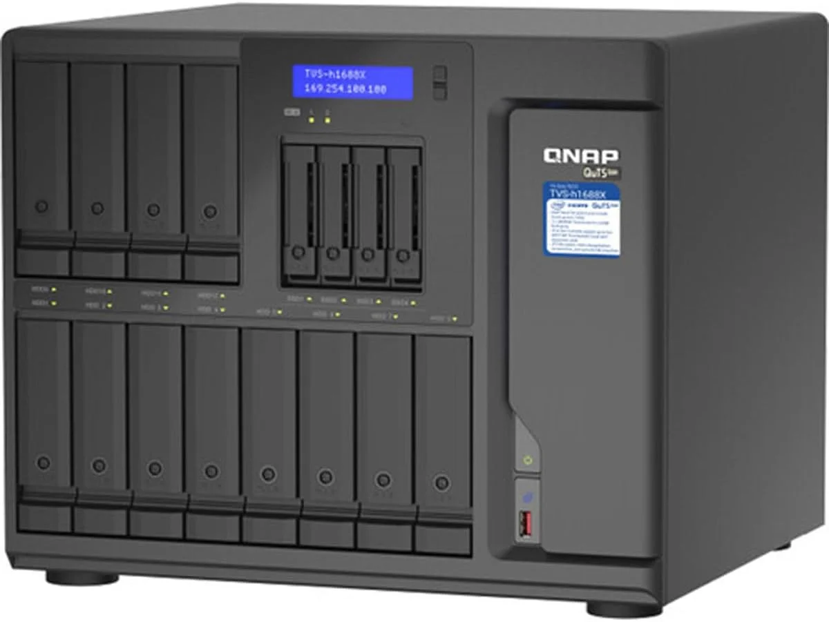 QNAP TVS-h1688X-W1250-32G خادم تخزين الشبكة وسائط عالية السرعة NAS مع وحدة المعالجة المركزية Xeon W-1250 ومنفذيين 10 جيجابايت