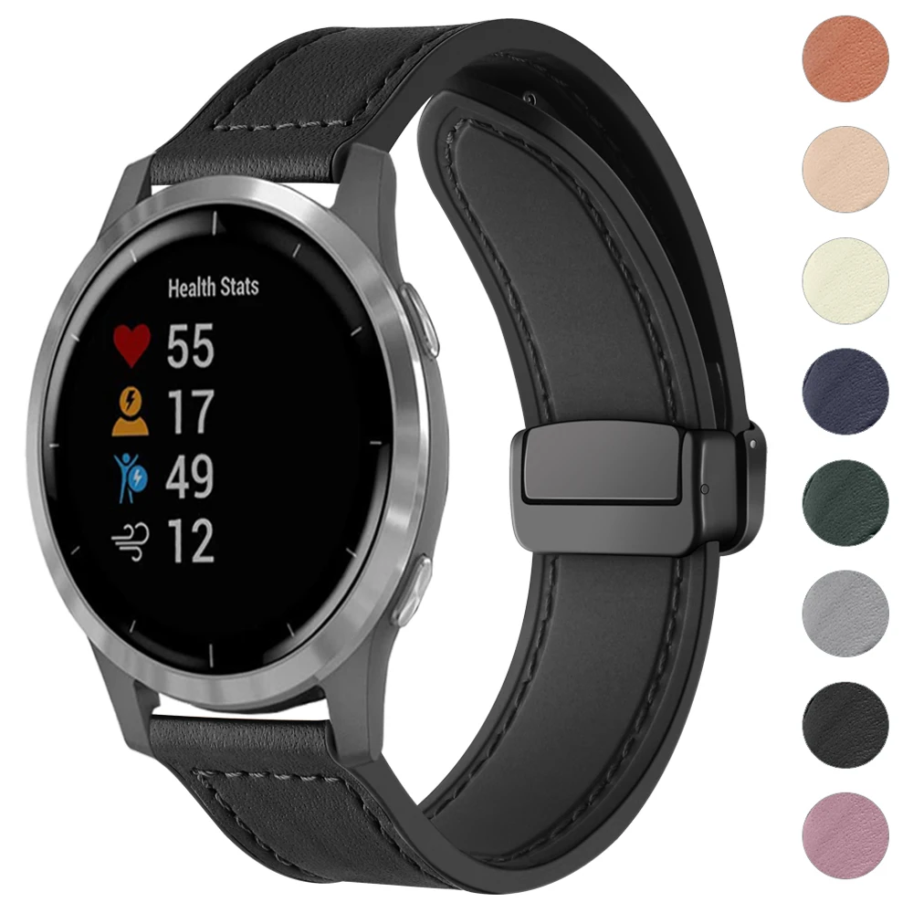 22mm 20mm pasek do zegarka Garmin Vivoactive 4 3/ Venu 2 Plus skórzany pasek pasek silikonowy dla prekursora 255 255S 645 245 bransoletka