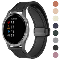 22mm 20mm Watchband for Garmin Vivoactive 4 3/ Venu 2 Plus Leather Silicone Band Strap for Forerunner 255 255S 645 245 Bracelet