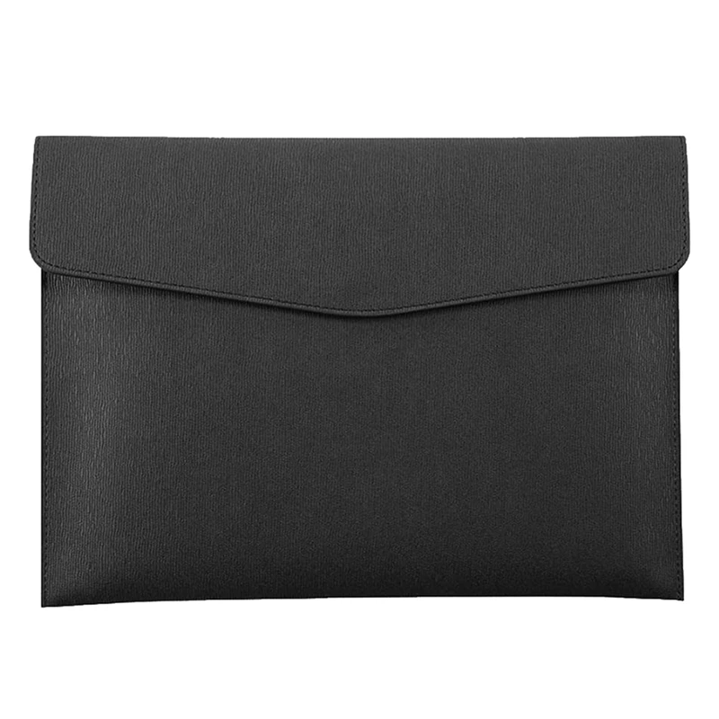 

3X PU Leather A4 File Folder Document Holder Waterproof Portfolio Envelope Folder Case With Snap Closure(Black)