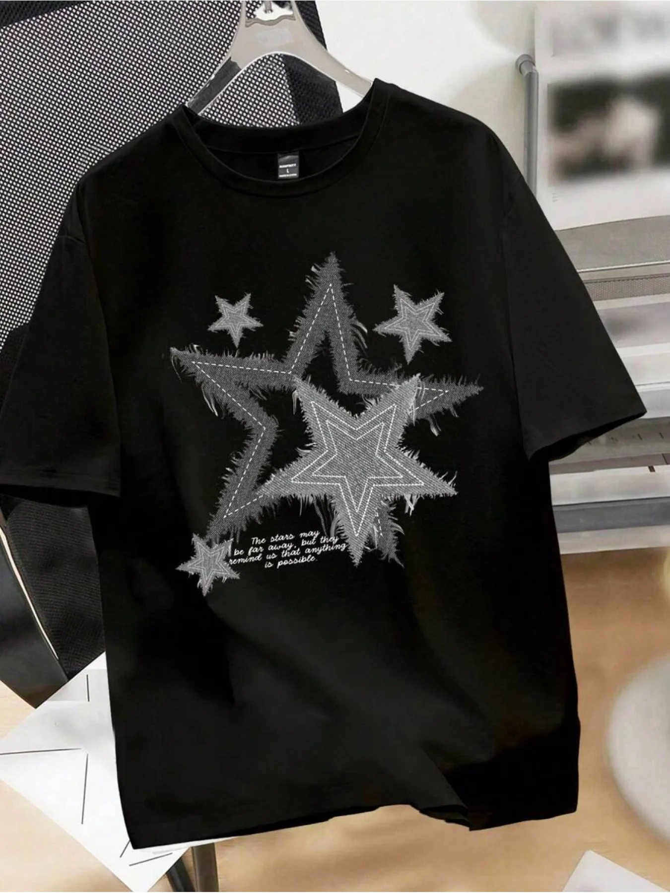 Women's T-shirt Featuring A Star Design with Heat Transfer Printing A Fun Tops Round Neck Short Sleeves T Shirt Clothes Female