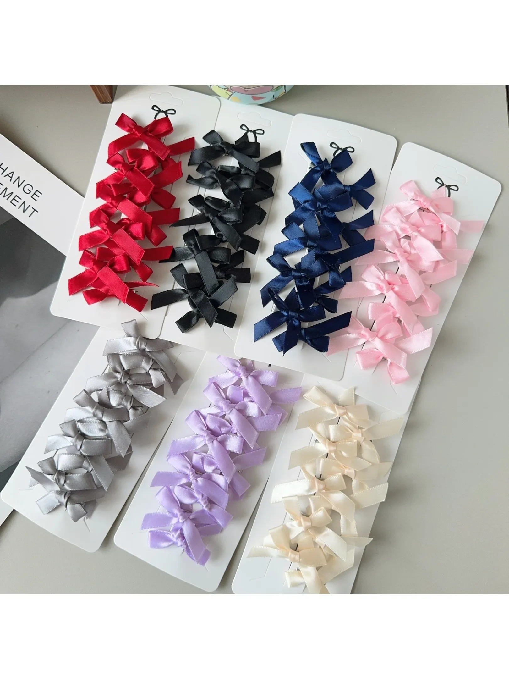 10 pièces/ensemble gros Ballet Style ruban tressé cheveux accessoires enfants doux couleur bonbon Mini nœud papillon pinces à cheveux