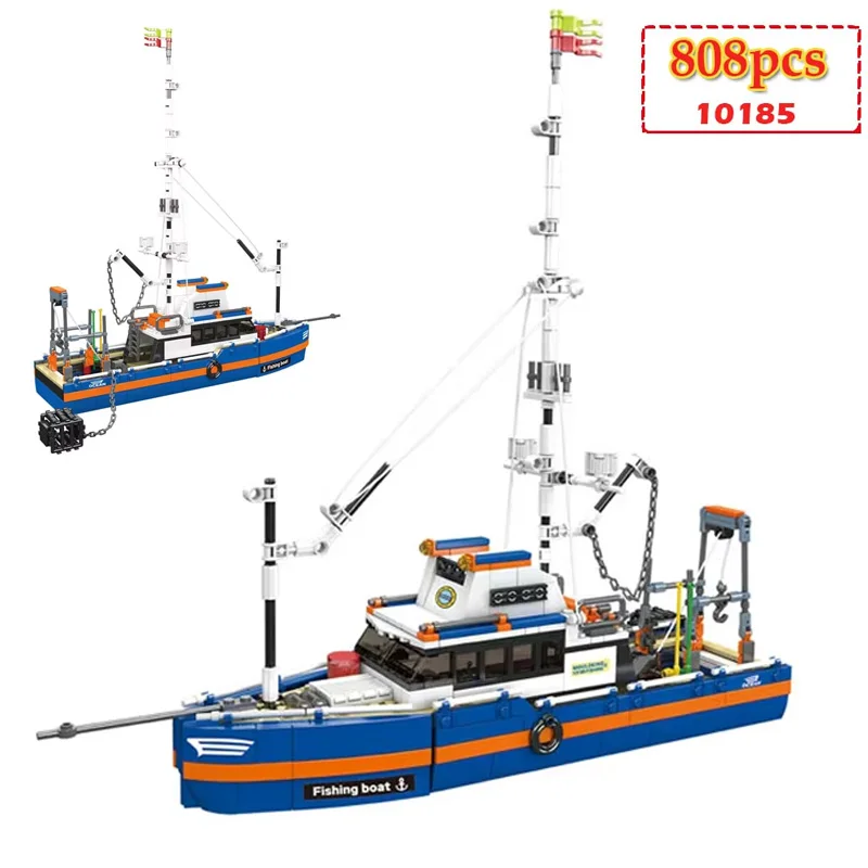 

Creative Fishing Boat Model Building Blocks 10185 Fishing Vessel Collectible Boys 808pcs Assembled MOC Bricks Toys Adults Gifts