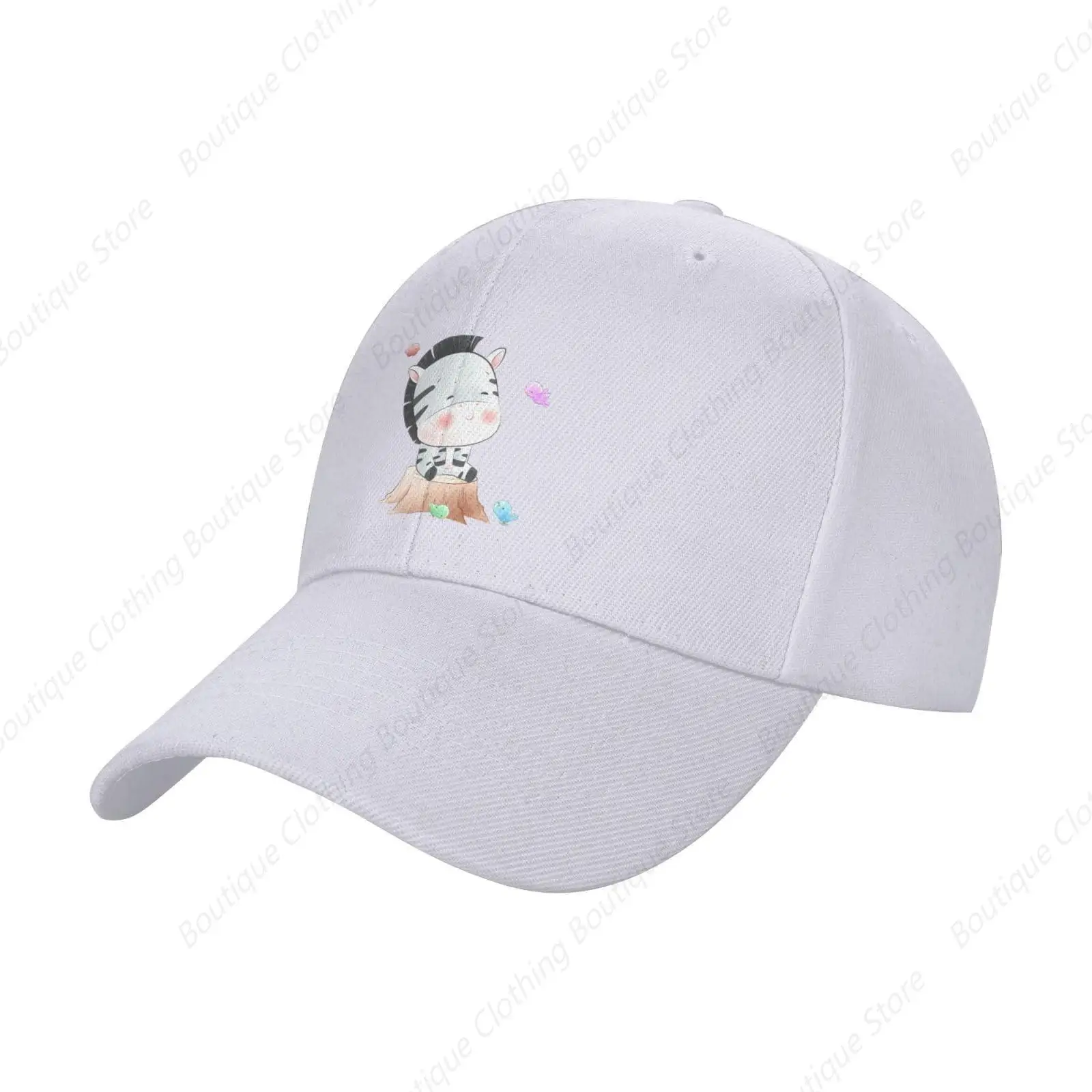 Cute Zebra Baseball Cap Women Men Sun Hat Adjustable Golf Caps Dad Hats White