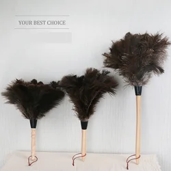 Feather Duster Wooden Handle Duster Anti-static Dust Removal Dusters Ostrich Duster Feather Fur Brush For Home Cleaning Tools