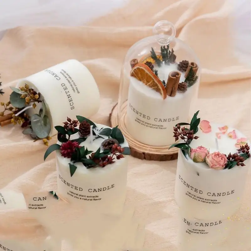 Sojabohnenwachs Weihnachten Geburtstagsgeschenk mit Hand Geschenk Hochzeitsbox Trockener Blumenduft Duftkerze Wachskerze Großhandel