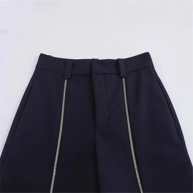Women's fashion simple and versatile zipper straight pants high-end