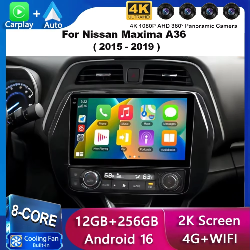 For Nissan Maxima A36 2015 2016 - 2019 2020 Android 16 2K Carplay Car Radio Autoradio GPS Multimedia 2Din Player Stereo Video 4G