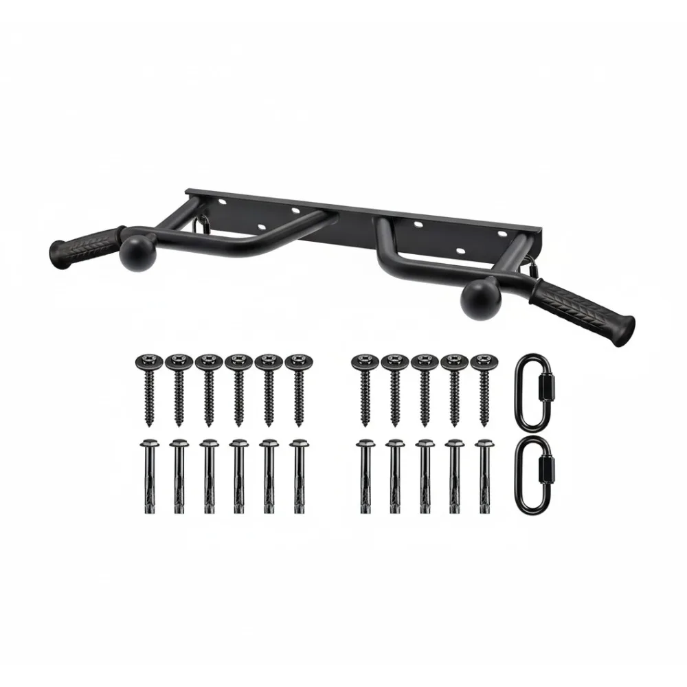 قضيب سحب عالي التحمل مثبت على الحائط بسعة 500 رطل، قضيب متعدد الوظائف للذقن مع خطافات شريطية مقاومة وتدريب الأصابع #1