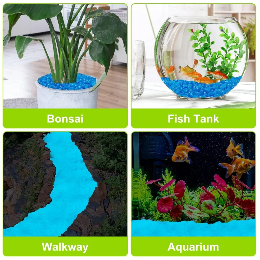 100 Pack Glow in The Dark Stones, 1cm Small Luminous Pebbles for Fish Tank, Vase, Potted Plant Decoration, Fluorescent Aquarium Landscape Rocks view 5