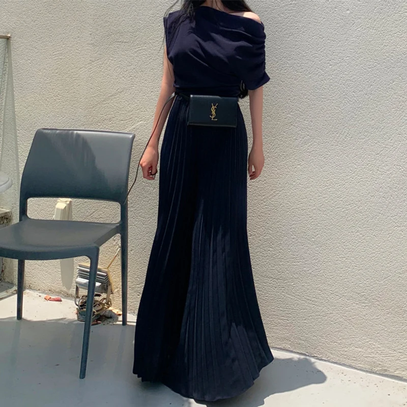 Pantaloni a gamba larga pieghettati all'inizio della primavera Coreano Sle Regular Fit Medio Softn Esclusivo online Autunno Inverno Faion da donna