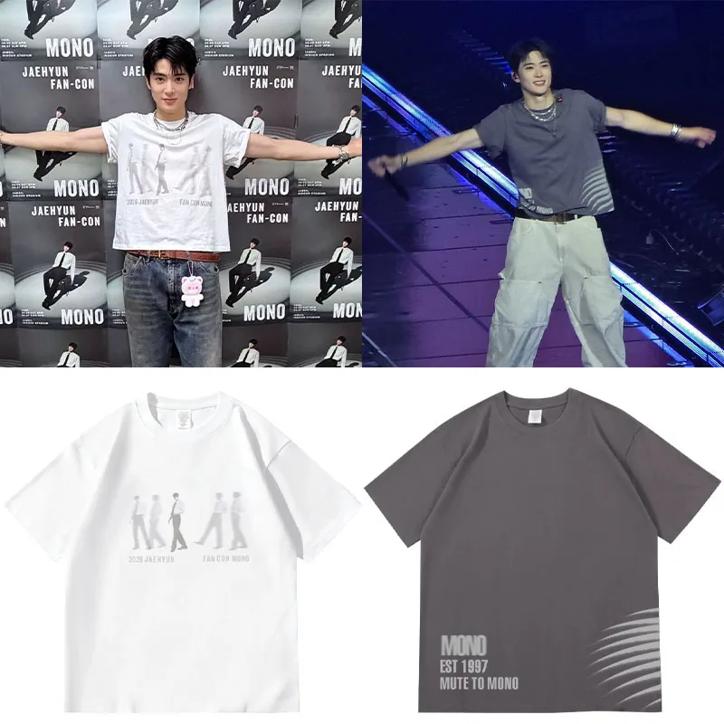 Camiseta de Manga Corta Holgada de Algodón Puro NCT127 Seungyun MONO Concert, Cuello Redondo, Moda Juvenil, Transpirable, Rop...