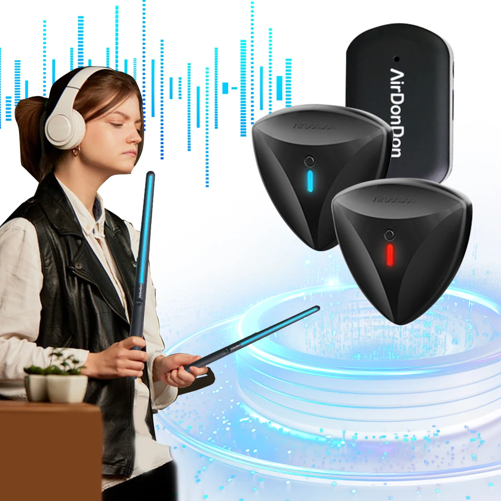 Portable Air Drum Set Virtual Drum Sticks Bluetooth-Compatible Electronic Drum Set Realistic Effect for Beginners Professionals