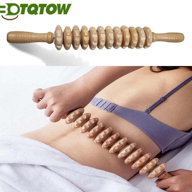 

1Pcs Manual Massager Wooden Handheld Roller Trigger Point Massager Stick for Fascia,Cellulite,Muscle,Back Body Therapy Massager