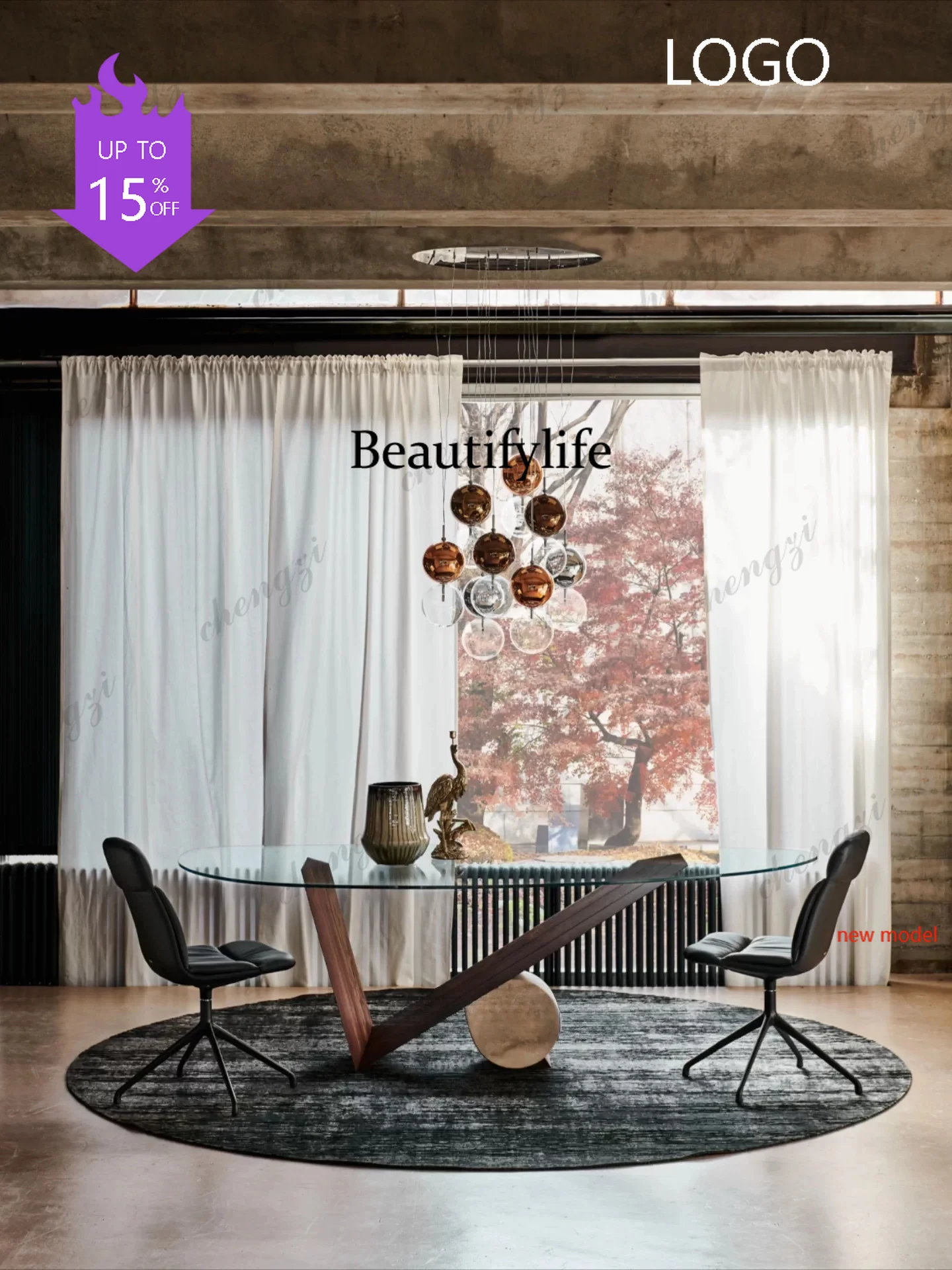 Asmt114  Modern light luxury, marble glass table Italian minimalist, conference negotiation table dining table