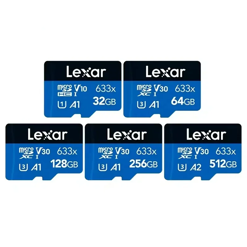 Lexar 633x SD Card 512GB 256GB 128GB 64GB A2 A1 TF Memory Card Read Up To 100MB/s MicroSDXC For Dash Cam Drone Security Camera