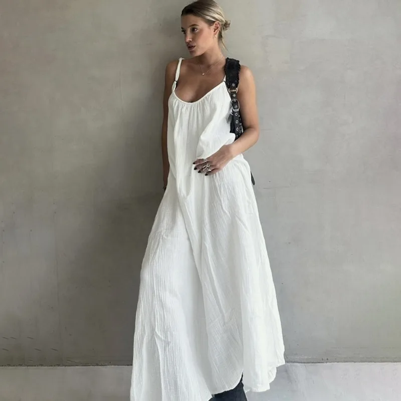 

Tuularose Women's Summer Maxi Dress Fashion Sleeveless Backless Dress Elegant Solid Loose Party Vacation Women's Casual Dresses