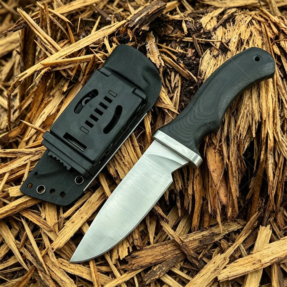 Small Straight Knife G10 Handle Outdoor Portable Cutting Knife, Camping with K Sheath Straight Knife