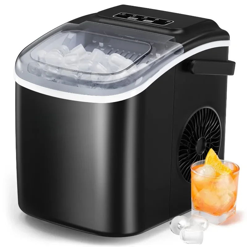 

Ice Maker Countertop, 9 Cubes Ready in 6 Mins 26lbs in 24Hrs, Self-Cleaning Ice Machine with Ice Scoop and Basket, 2 Size