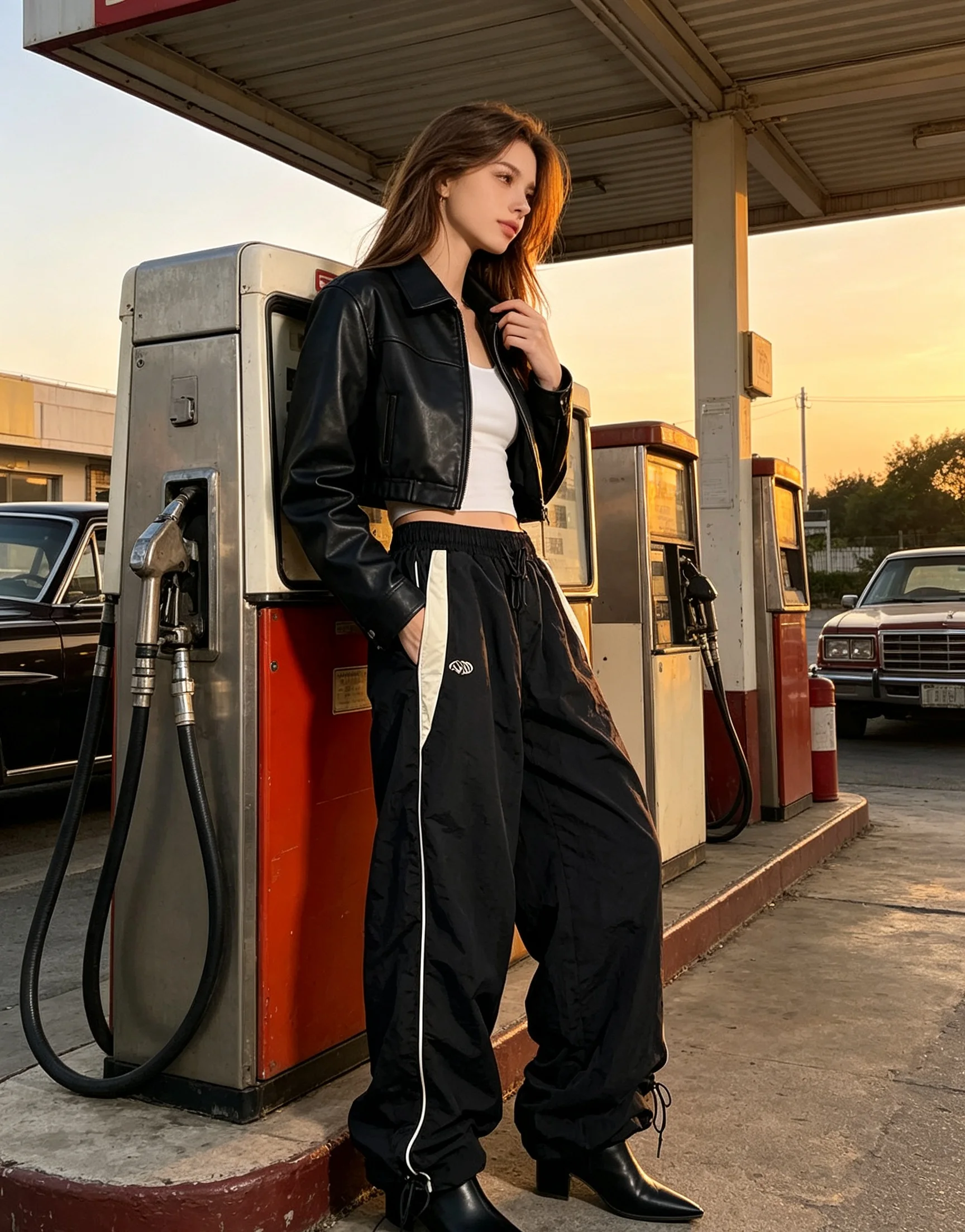 Black Side Stripe Nylon Parachute Pants Unisex Baggy Wide Leg Retro Sportswear Casual Track Joggers