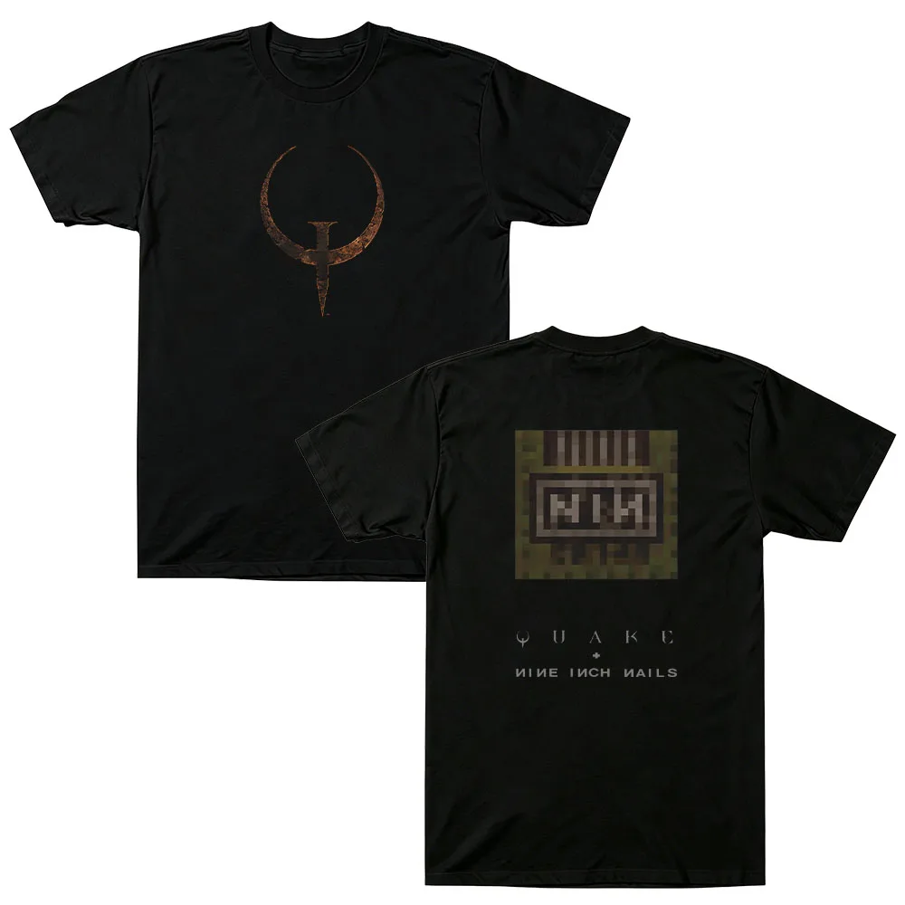 Quake + Nin 30Th Tee Nine Inch Nails T-Shirt Men Women Vintage Metal Rock Band Graphic Tee Cotton Summer Streetwear oversize Top