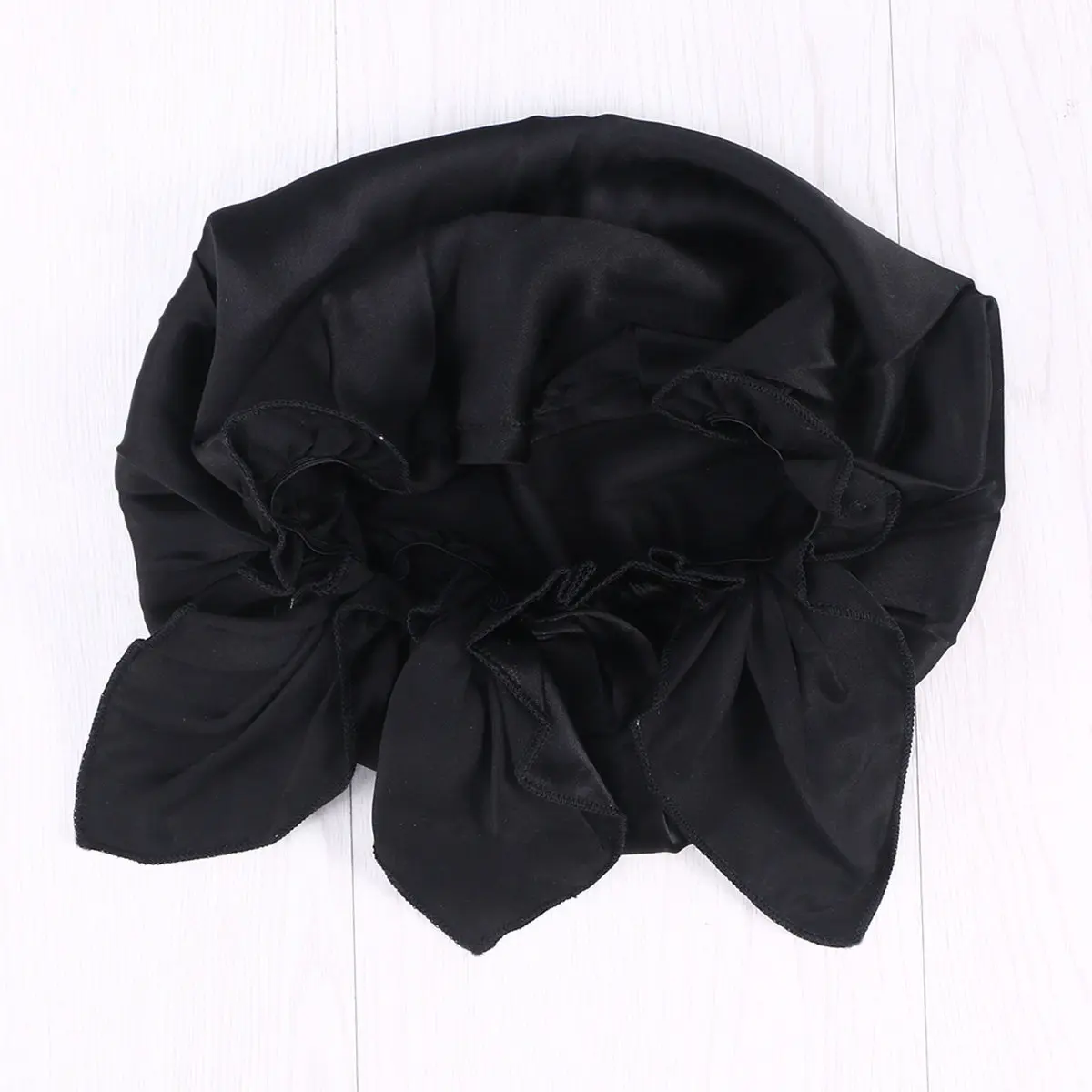 Silk Sleeping Cap for Women Night Hat with Elastic Band Ribbons Keeps Hairstyle Frizz Free Moisture Retaining Silk