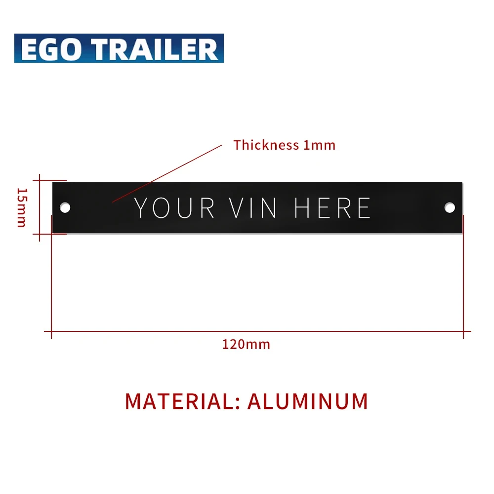 Quadro de alumínio totalmente gravado, 120x15mm, NO. NO VIN Motocicleta Serial Number Plate, Kawasaki, Suzuki, Honda, Yamaha