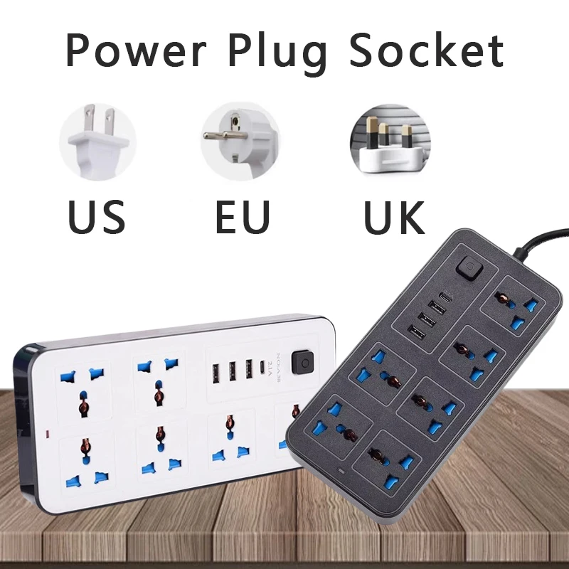 

Power Tap EU US UK Universal Plug Outlet Power Strip with 1.8m Extension Cord AC Type C USB Port Charge Electrical Socket