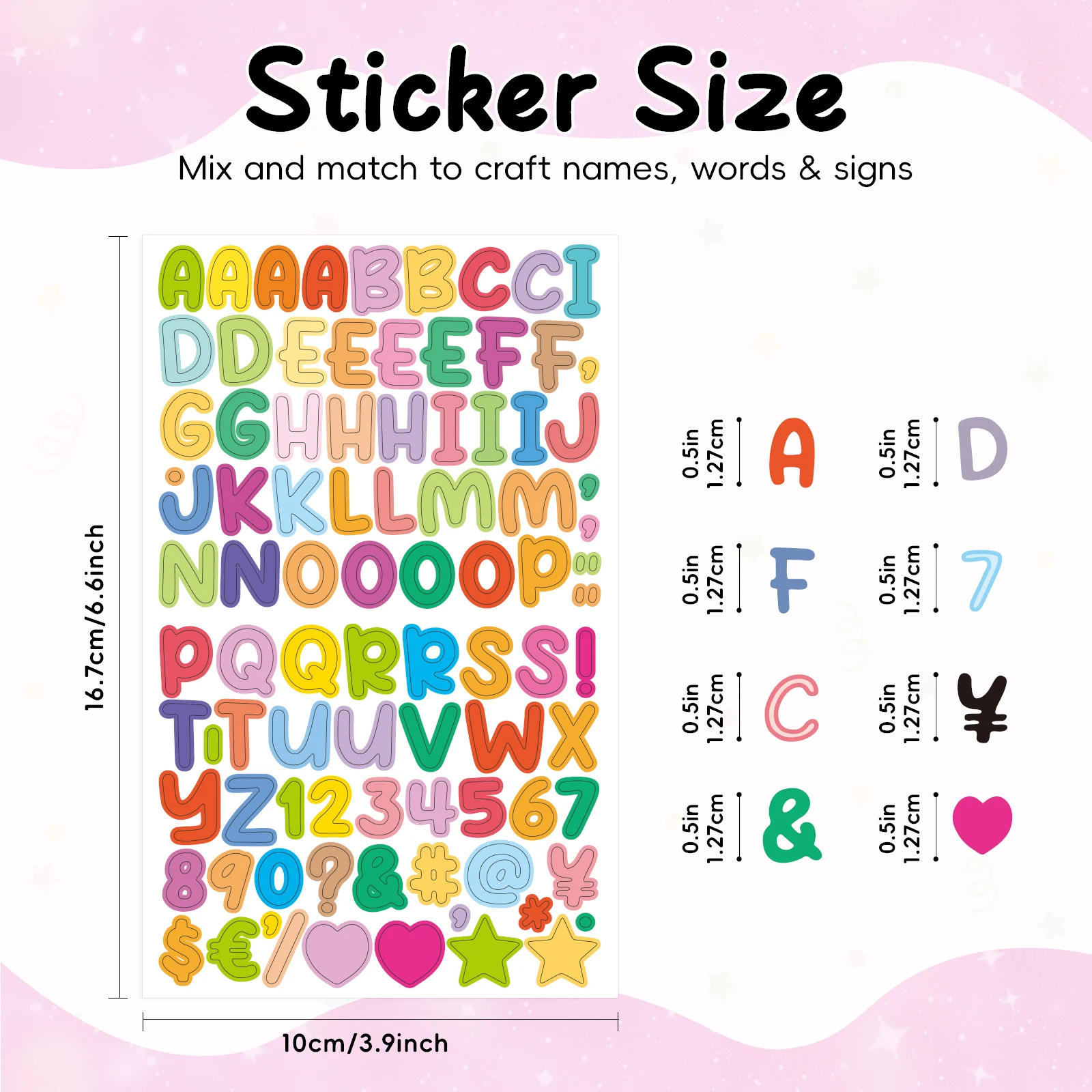 15/Sheets 1350Pcs of 0.5inch Alphabet Stickers, Small Size Greeting Cards, Decorative Letter Stickers for Clipping Books Sticker
