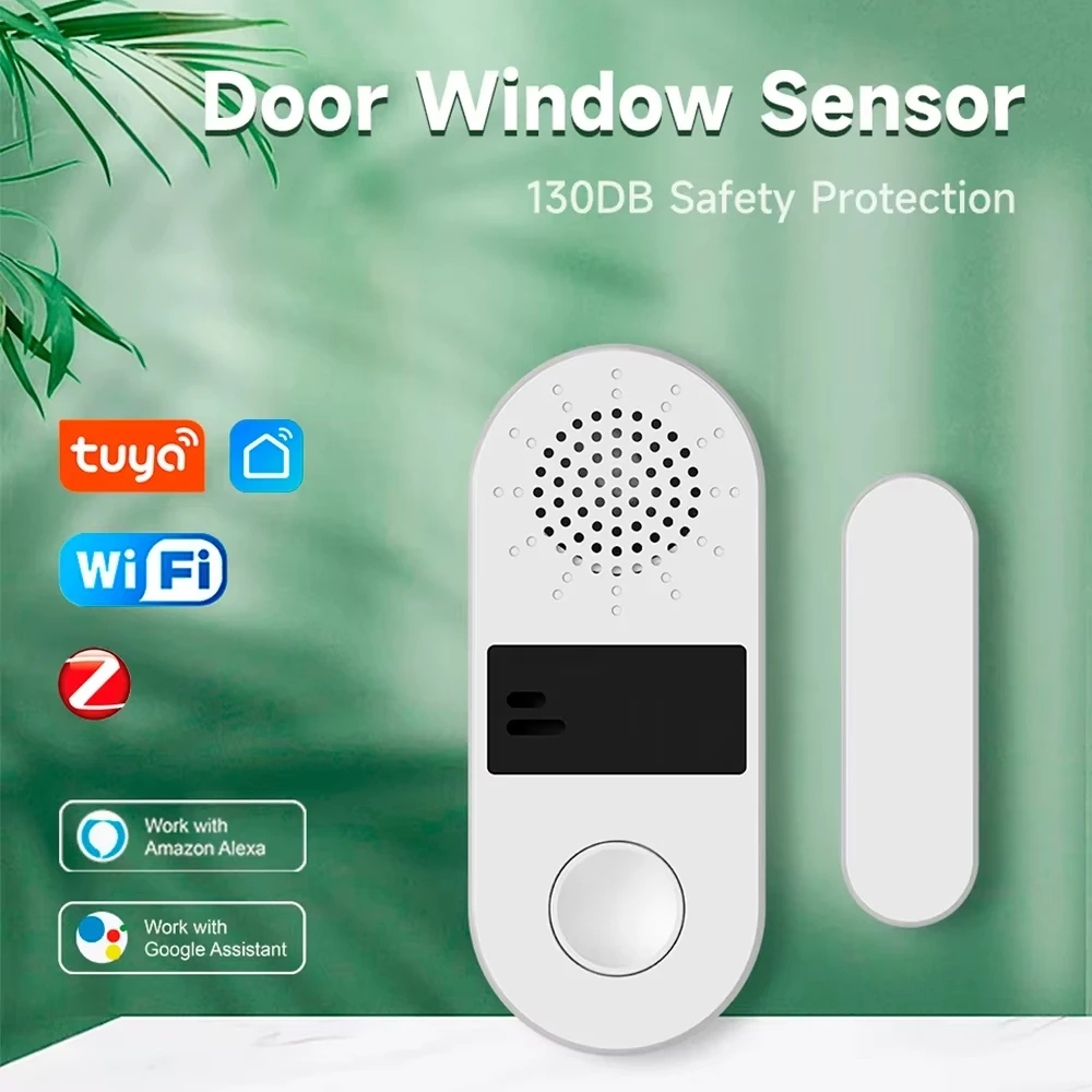 

Tuya WiFi Zigbee Door Window Sensor Sound Light Alarm Home Security Wireless Magnetic Anti-Theft Smart Voice Control Protection