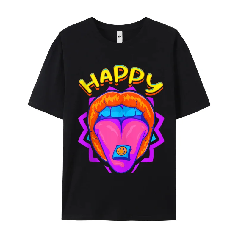 Funny LSD Tab Acid Trip 100% Cotton Funny Tops & Tees Classic Short Sleeve Mans Tshirts Geek Mother Day Tops Shirts Round Collar