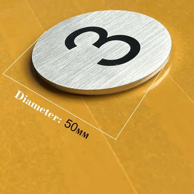 5Pcs Stainless Steel Self-adhesive Number Signs Plates Number Stickers Digital Labels Markers Tags For Lockers Tables Cabinets