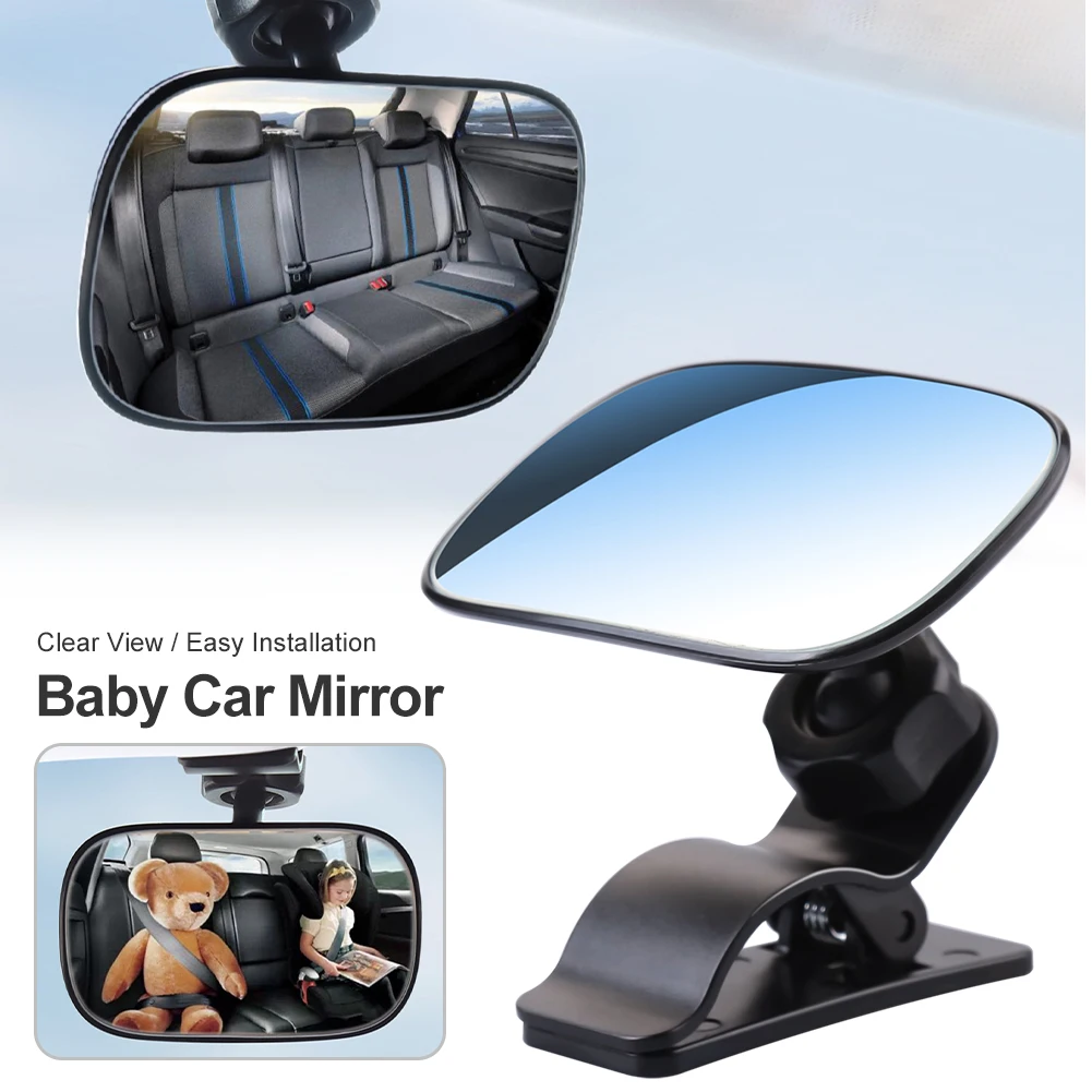 Baby Car Mirror Safety Car Seat Mirror for Rear Facing Infants Clip-On 9D Convex Mirror Wide Clear View for Car Seat Stroller