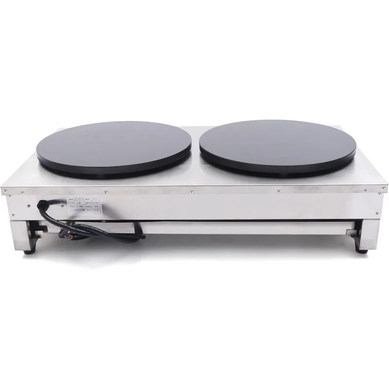 Электрическая блинница 16 дюймов, коммерческая электрическая блинница мощностью 3400 Вт, блинная машина с двойной конфоркой, электрическая блинница с антипригарным покрытием