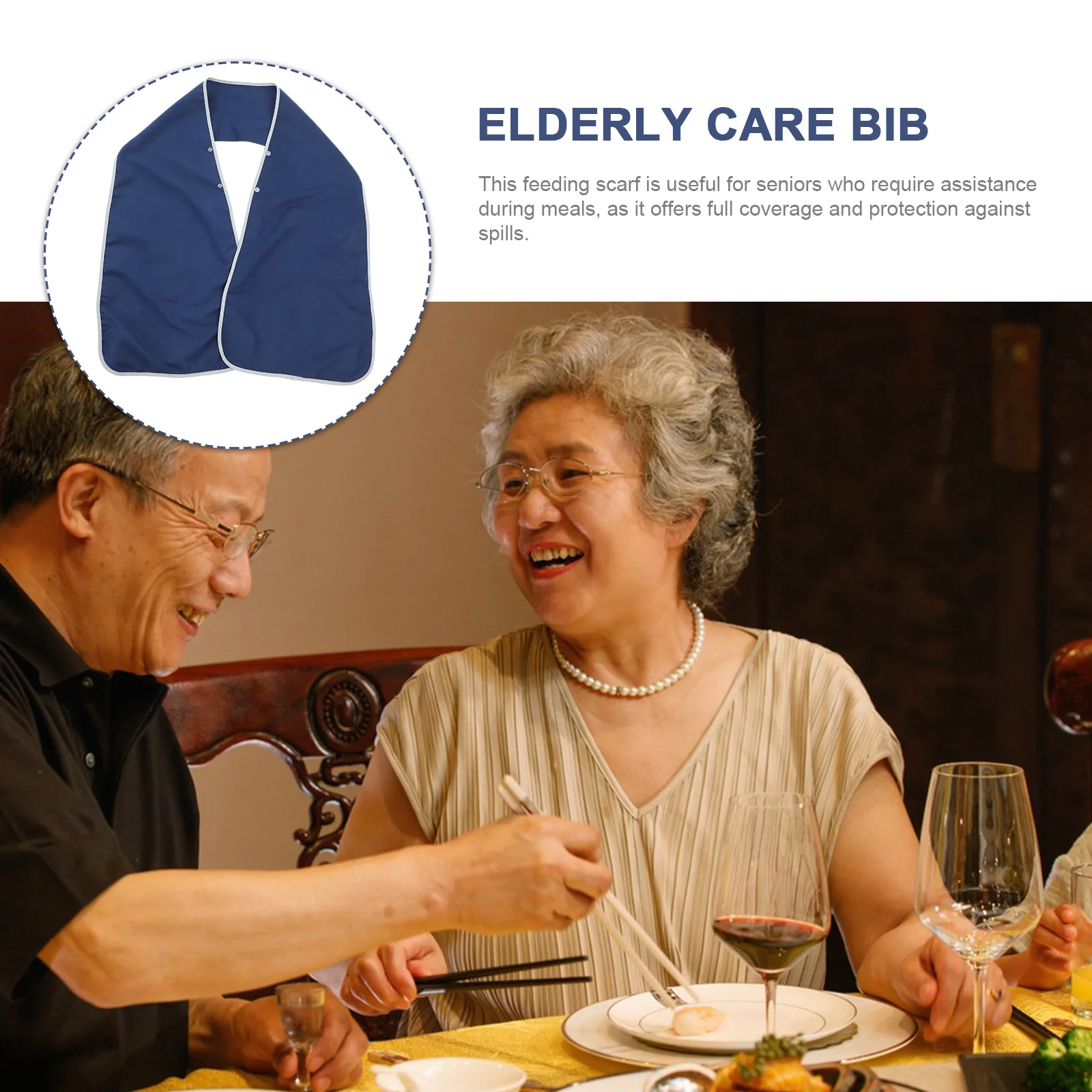 وشاح تناول الطعام لكبار السن، مريلة تغذية من البوليستر الناعم، مريلة رعاية المسنين، خفيفة الوزن، حماية للوجبات، مساعدات لتناول الطعام في كبار السن